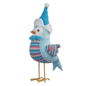 Christmas Big Fabric Bird Decor Holiday Winter Blue Sweater Hat Jumbo